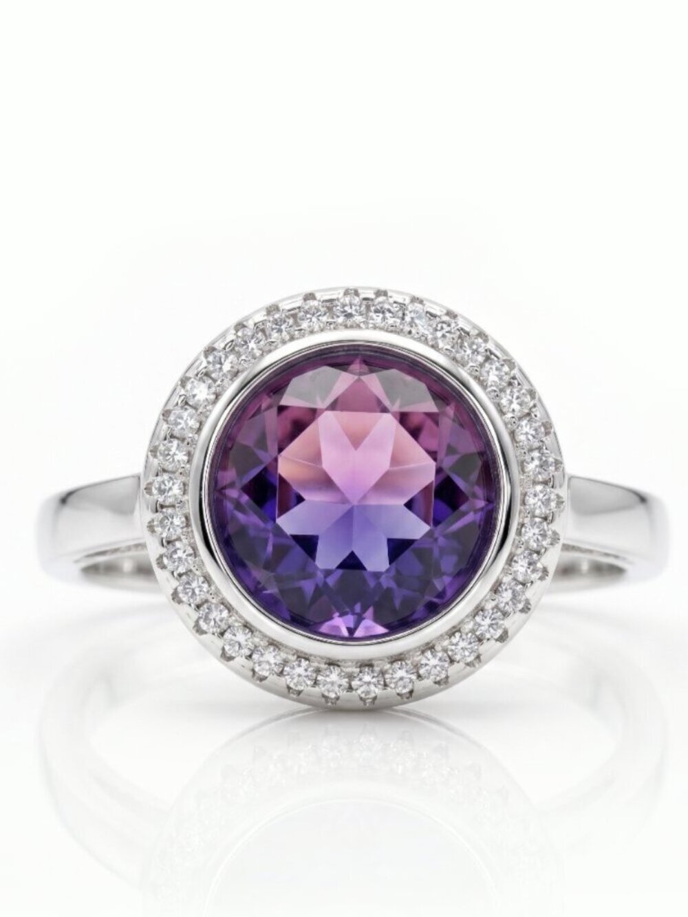 Pink & Purple Round Gemstone Ring, real 925 Sterling Silver Charmed Aroma Size